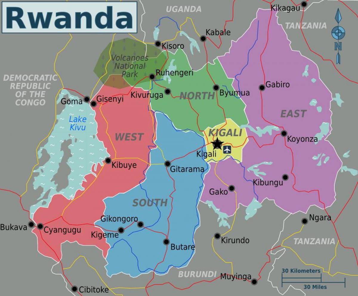 карта на Руанда, кигали