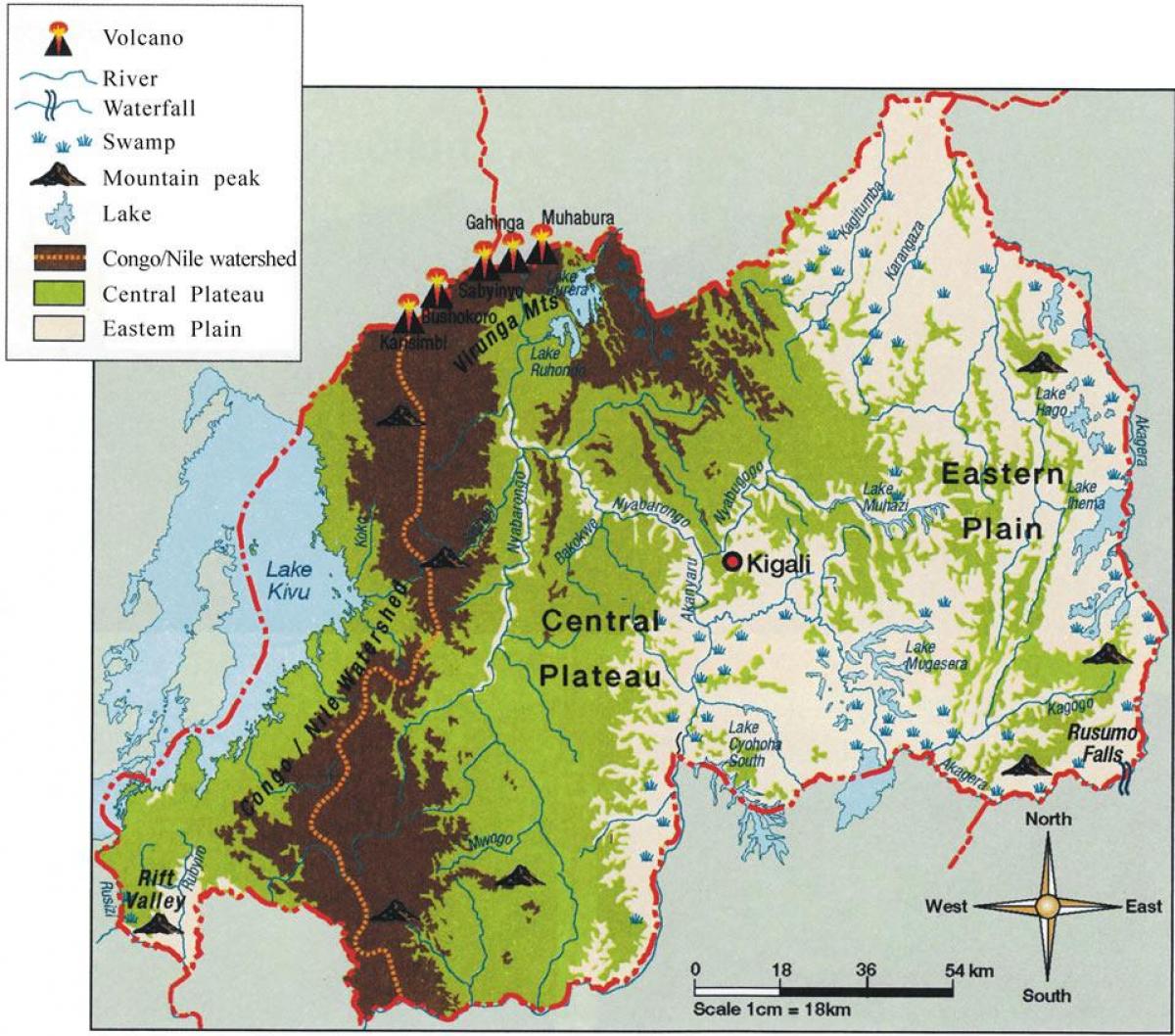 географска карта на Руанда