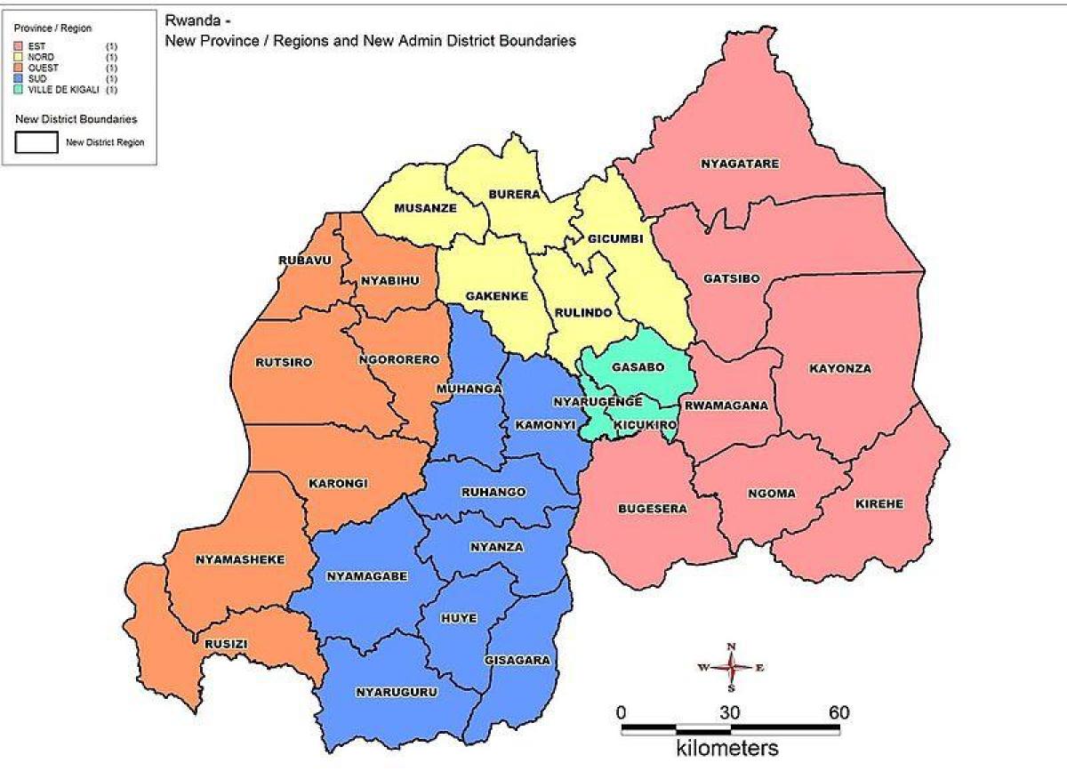 карта на Руанда мапата провинции