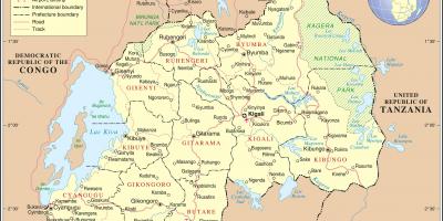 Карта на административна карта на Руанда