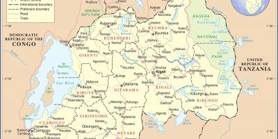 Мапа на мапата Руанда околните земји